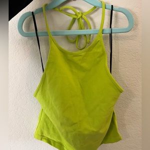 Halter Tie Crop Top - S - Lime Green